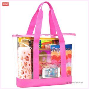 Clear Vinyl Tote Bag with Zipper Closure and Long Shoulder Strap